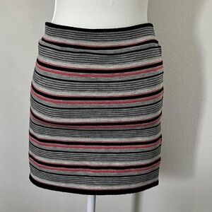 Black, Gray, and pink Striped Mini Skirt